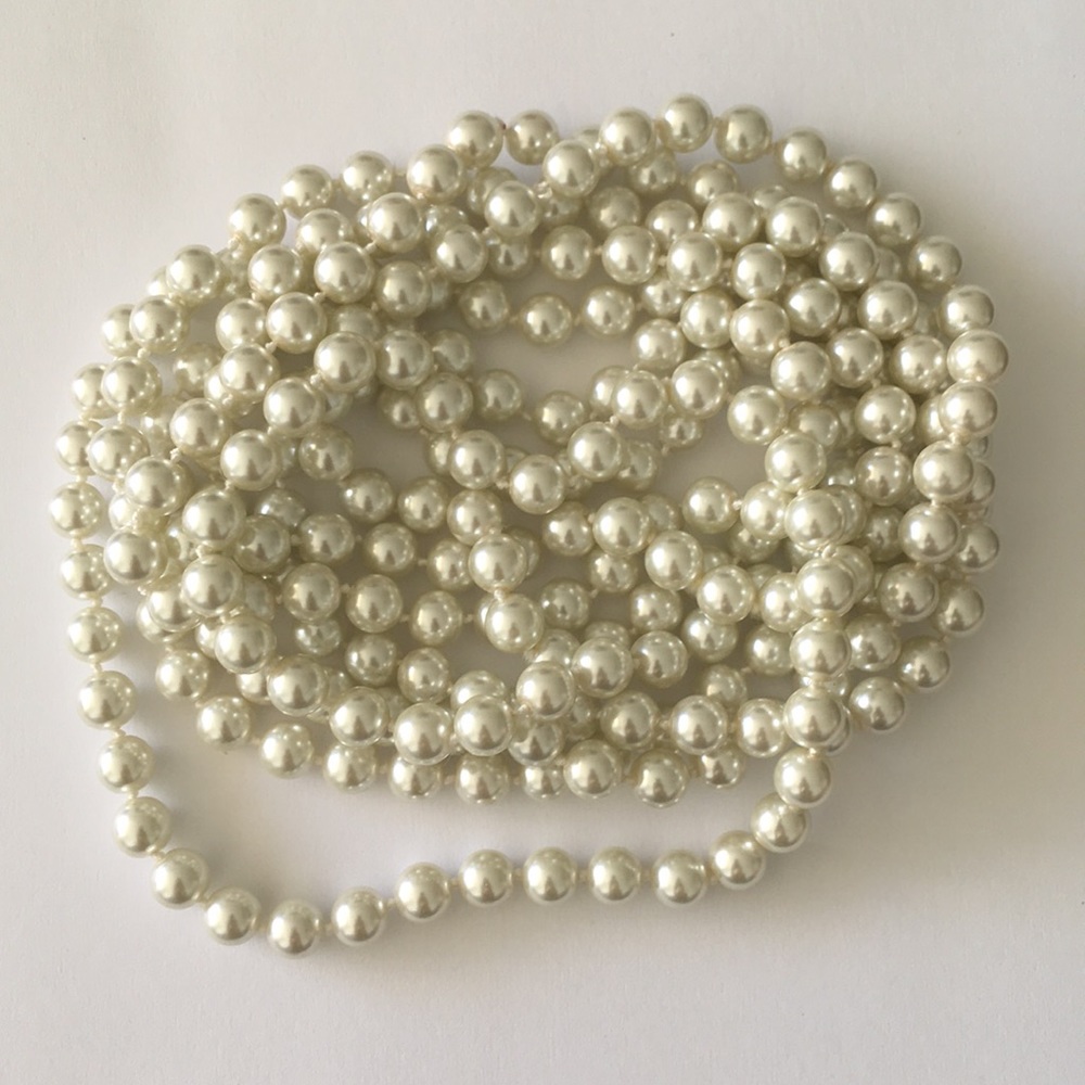 90” endless strand of faux pearls